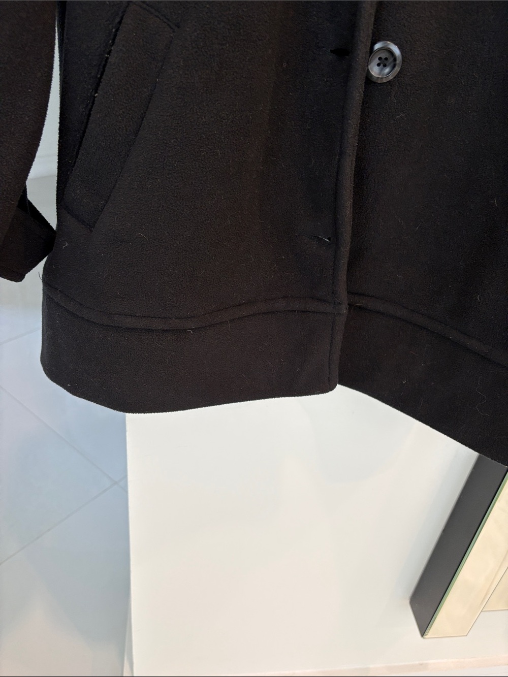 Women's Black Button-Up Pea Coat - Picture 6 of 9